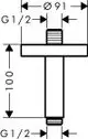 Technisches Diagramm eines Deckenanschlusses mit einem Durchmesser von 91 mm und Gewinde G1/2, dargestellt in einer schematischen Ansicht. Hersteller ist AXOR.